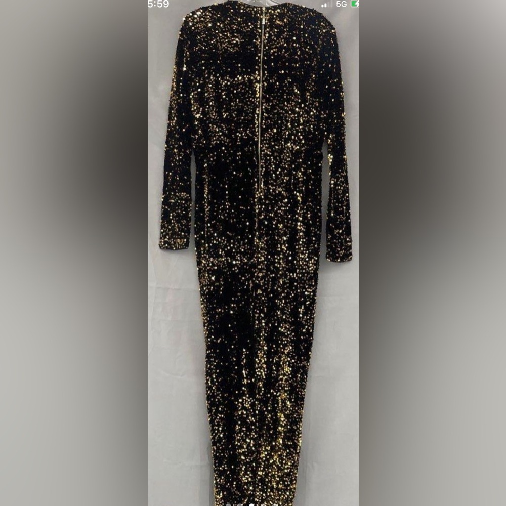 Elegant Black and Gold Sequin Dress by FAERIESTY, Size XL - Picture 2 of 5
